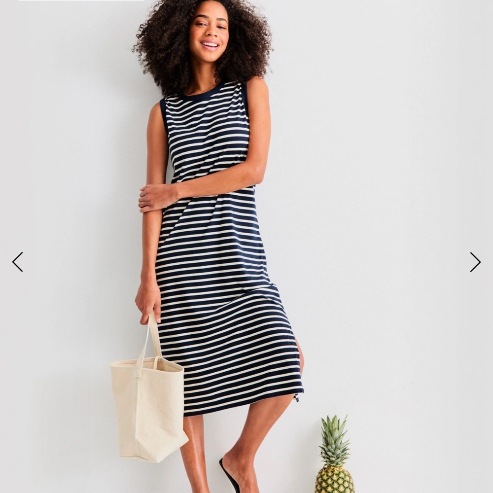 KULE Black and White Striped Midi Dress